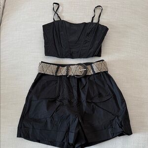 Jason Wu Black Skirt with Gold Woven Belt